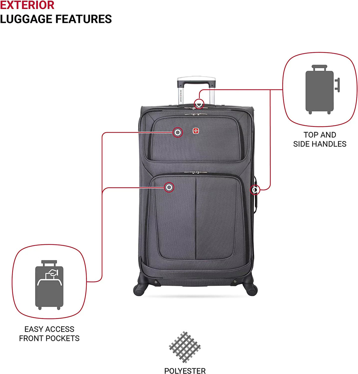3 PC Spinner Suitcase Set Dark Grey A49650