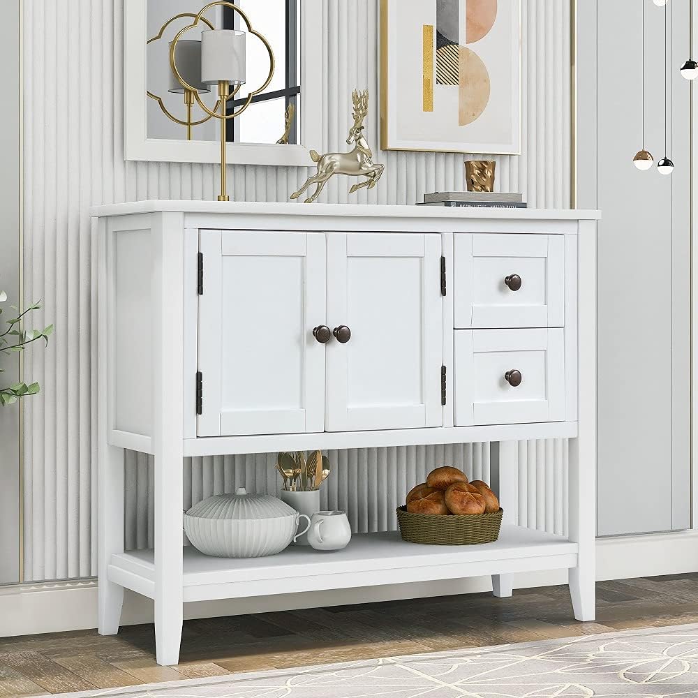 Green Wood Console Table with 2 Drawers K53441