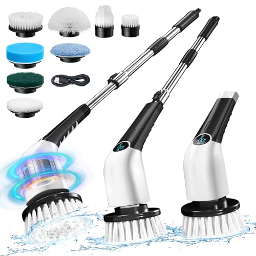 Cordless Electric Spin Scrubber with 8 Replaceable Brush Heads M854414