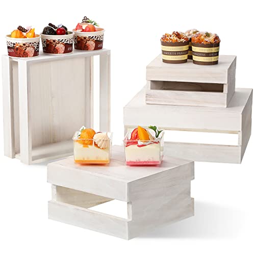 4 Pieces Wood Cupcake Display Stand Risers D952325