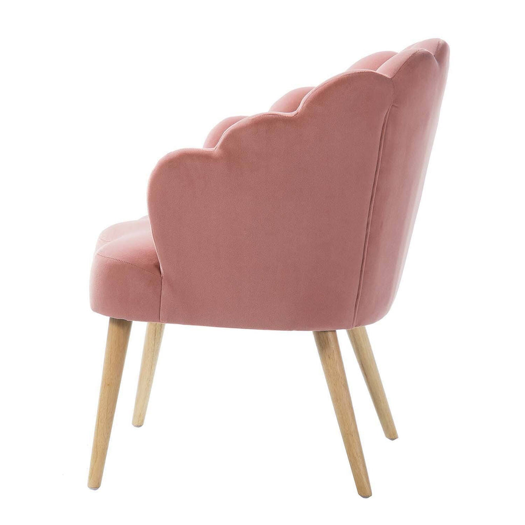 Scalloped Velvet Arm Chair with Tufted Back, Set of 2 - Green H990268