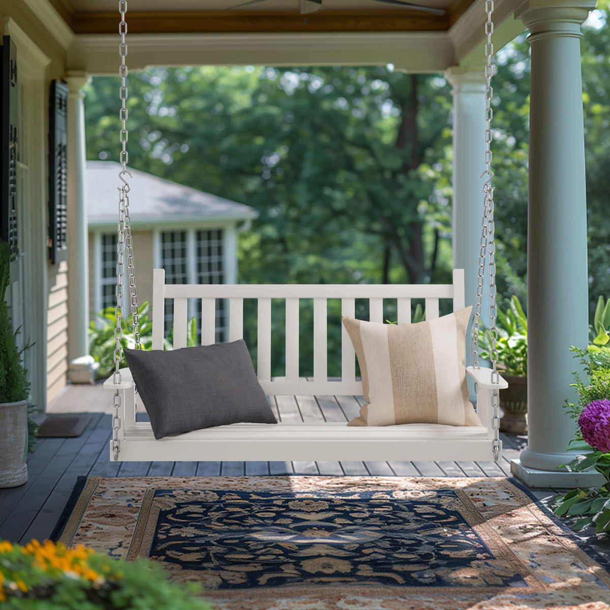 2-Seat Hanging Wooden Porch Swing O99124