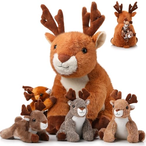 16 Inch Plush Deer Stuffed Animal Set with 4 Little Plush Z8540