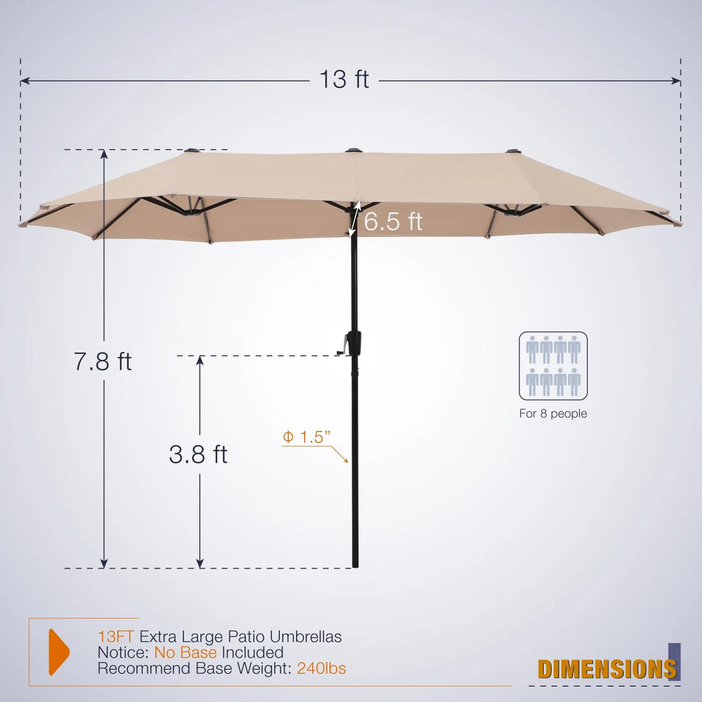 13 ft Double Sided Beige Patio Umbrella G710073