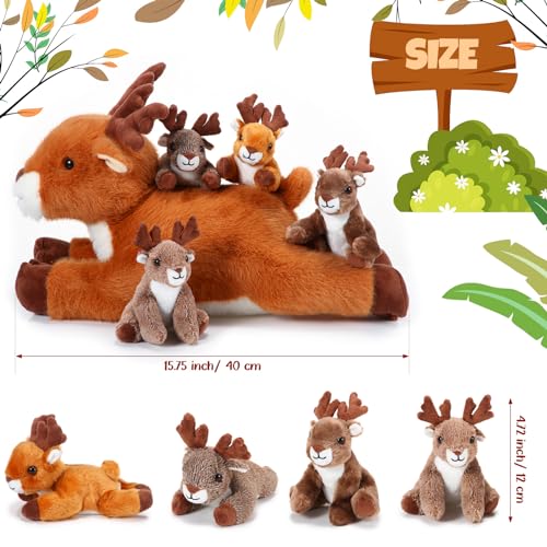 16 Inch Plush Deer Stuffed Animal Set with 4 Little Plush Z8540