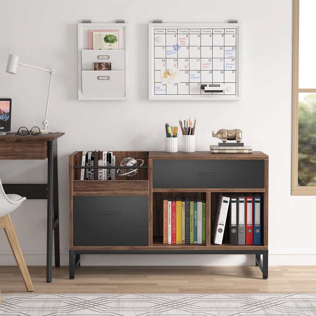 2 Drawer Wood File Cabinet with Storage Shelves H88940