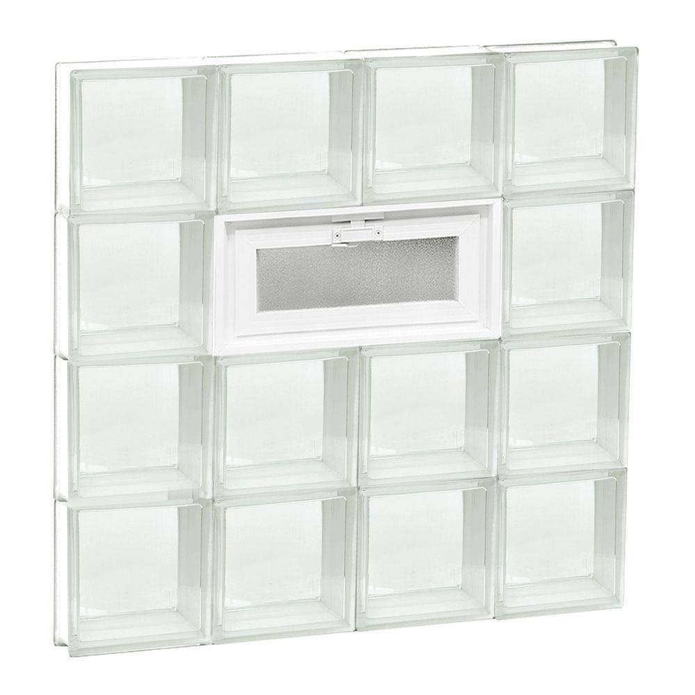 Frameless Vented Clear Glass Block Window V92219