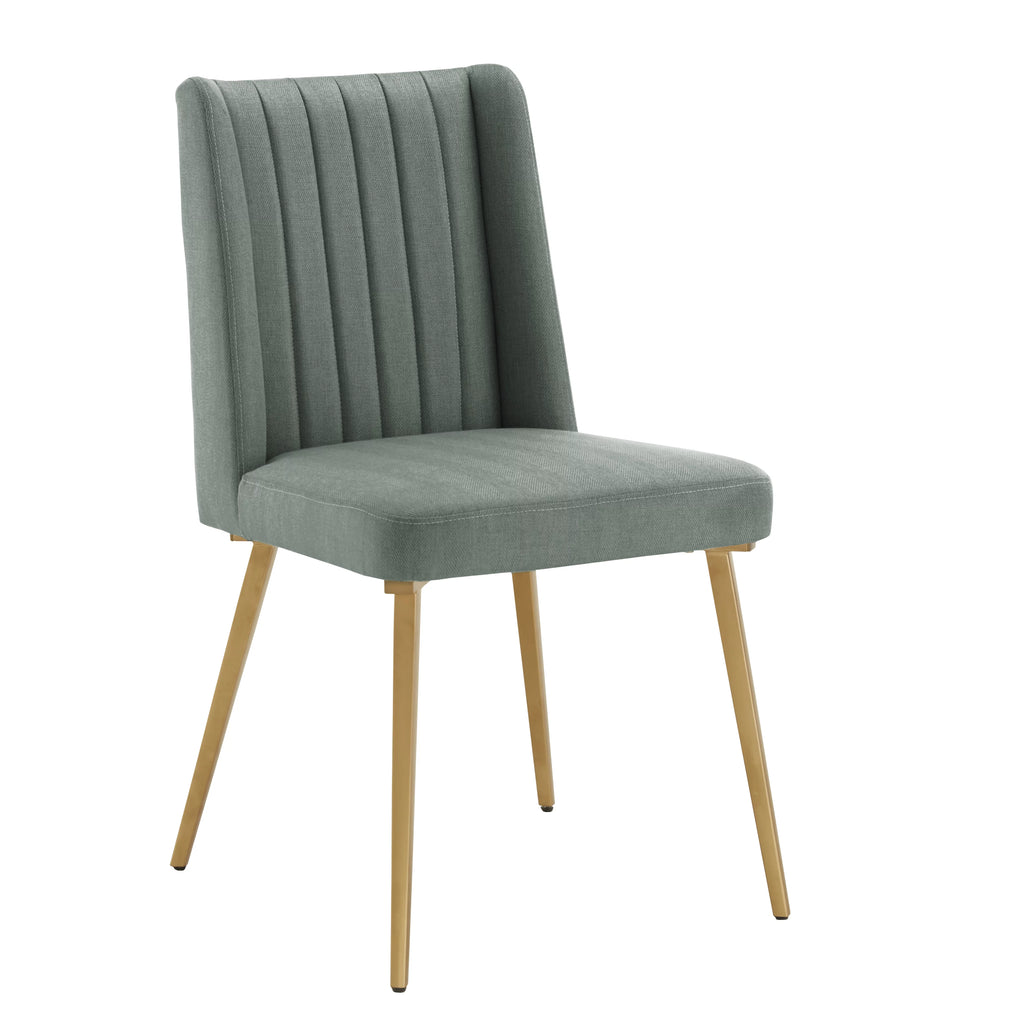 Gold Finished Metal Fabric Upholstered Dining Chairs Set of Two F769983