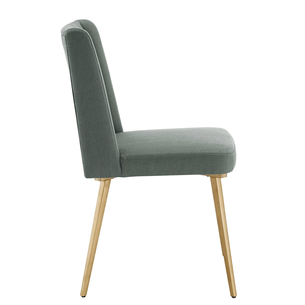 Gold Finished Metal Fabric Upholstered Dining Chairs Set of Two F769983