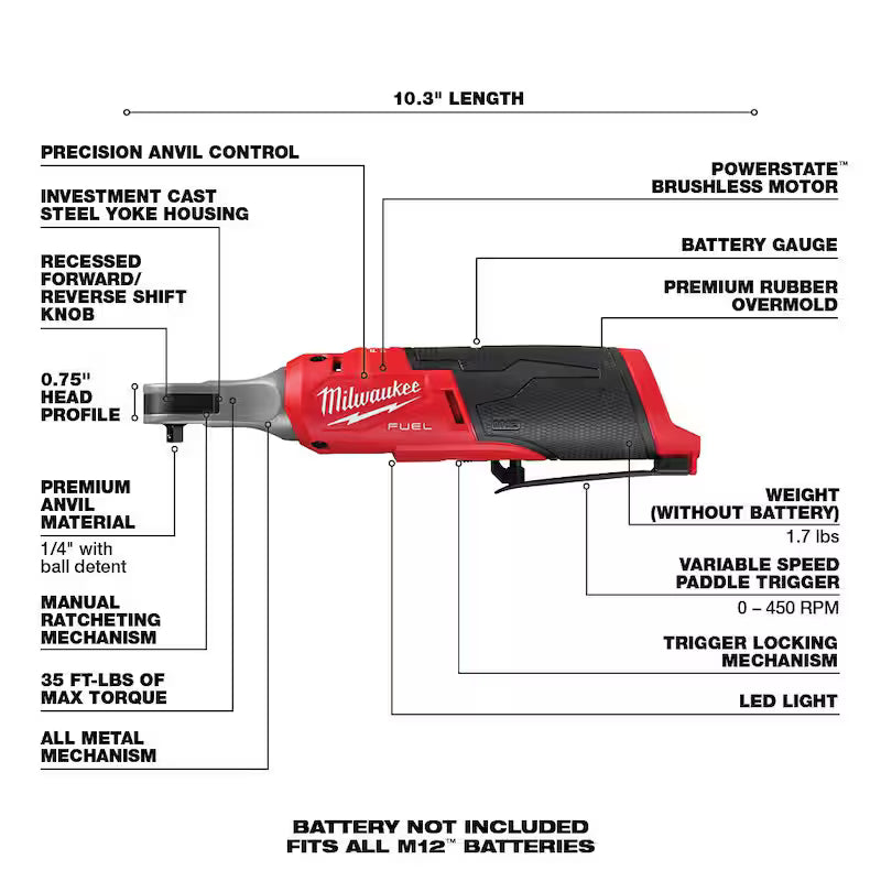 12V Lithium-Ion Brushless Cordless 1/4 in. Ratchet M678382