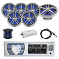 Marine Receiver Stereo with 2-Way 180W 6.5" Loud-SPKR (3-Pairs), Marine Antenna, 4-Chan Amplifier & 50' 16G SPKR Wire H153