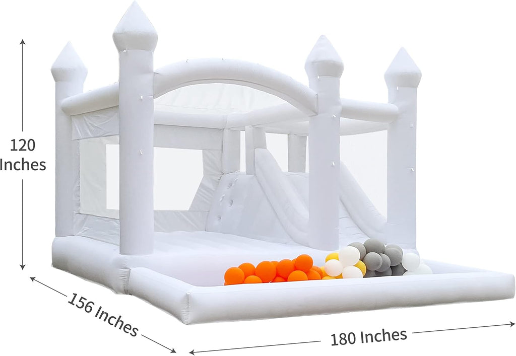 White 15FTx13FT Oxford Cloth Inflatable Bounce House with Slide Ball Pit L824241