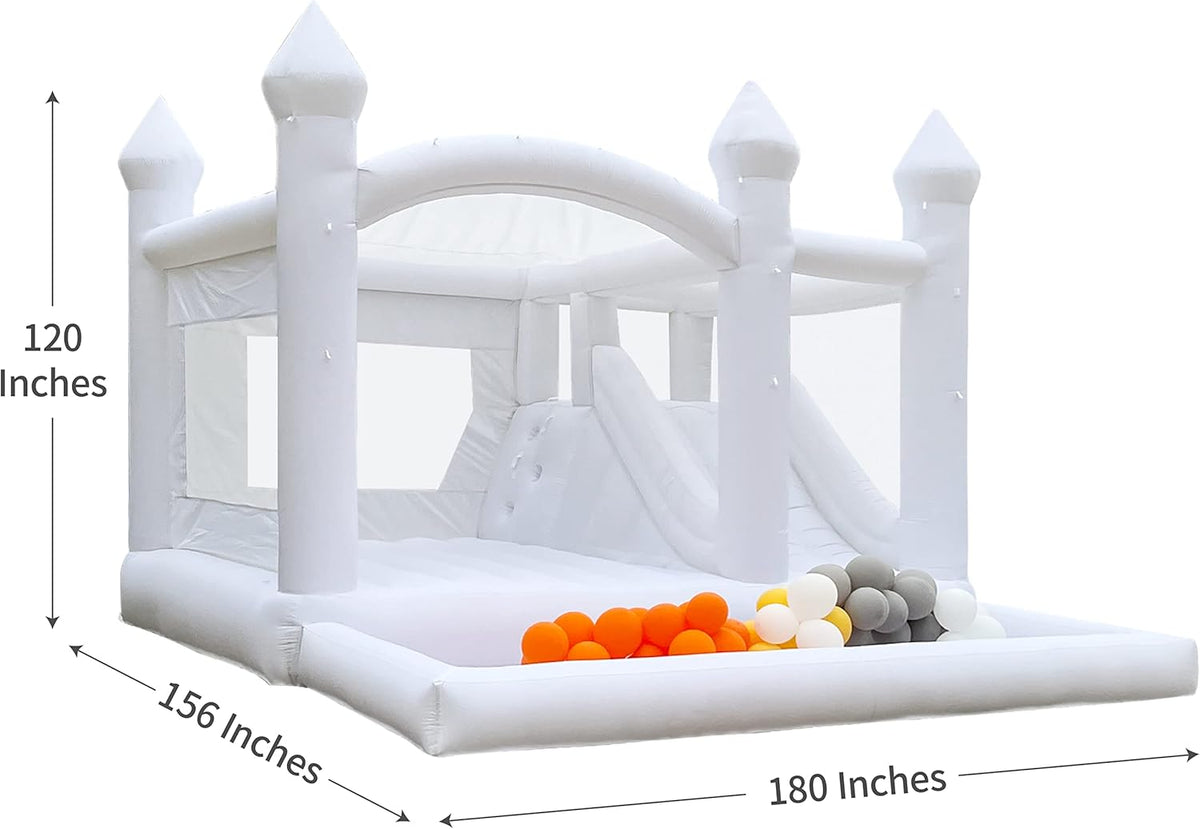 White 15FTx13FT Oxford Cloth Inflatable Bounce House with Slide Ball Pit L824241