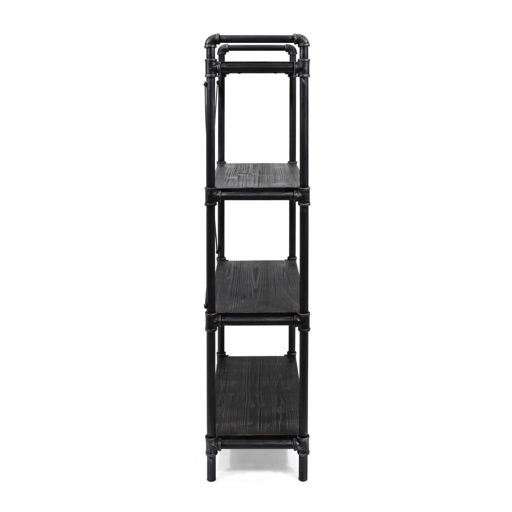 Black Contemporary 4-Shelves Rectangular Storage Bookcase L17068