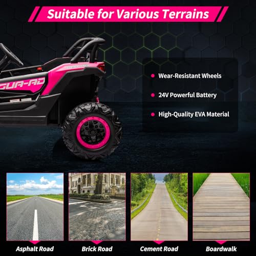 24V Battery Powered Electric UTV Car with Remote Control, Spring Suspension, 200W Motor, Metal Frame, LED Lights C382