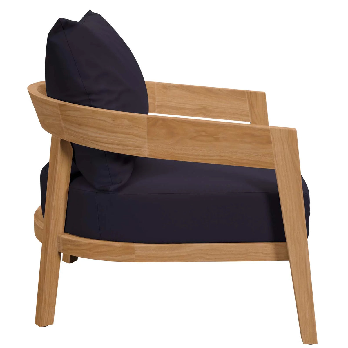 Navy Natural Fabric Teak Wood Outdoor Armchair J69644
