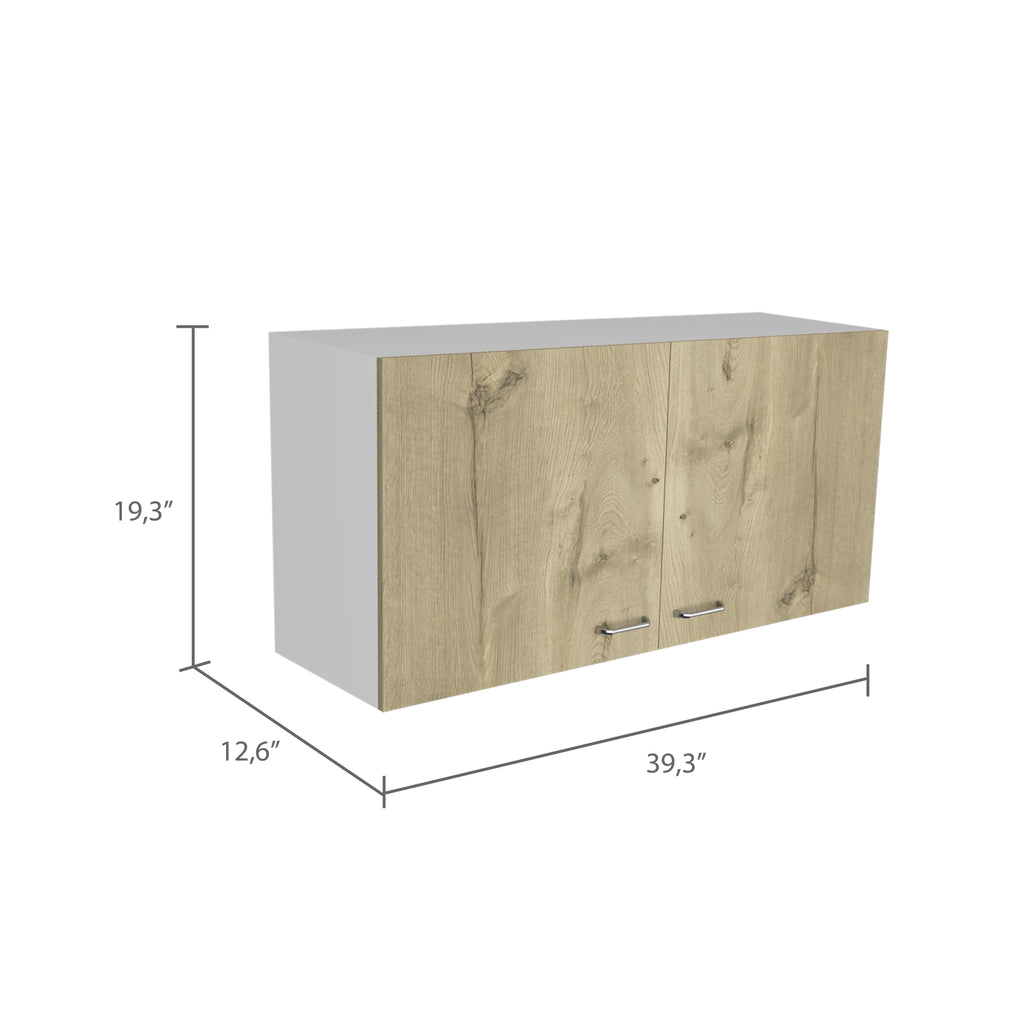Rectangle 2-Door Wall Cabinet White and Light Oak O268210
