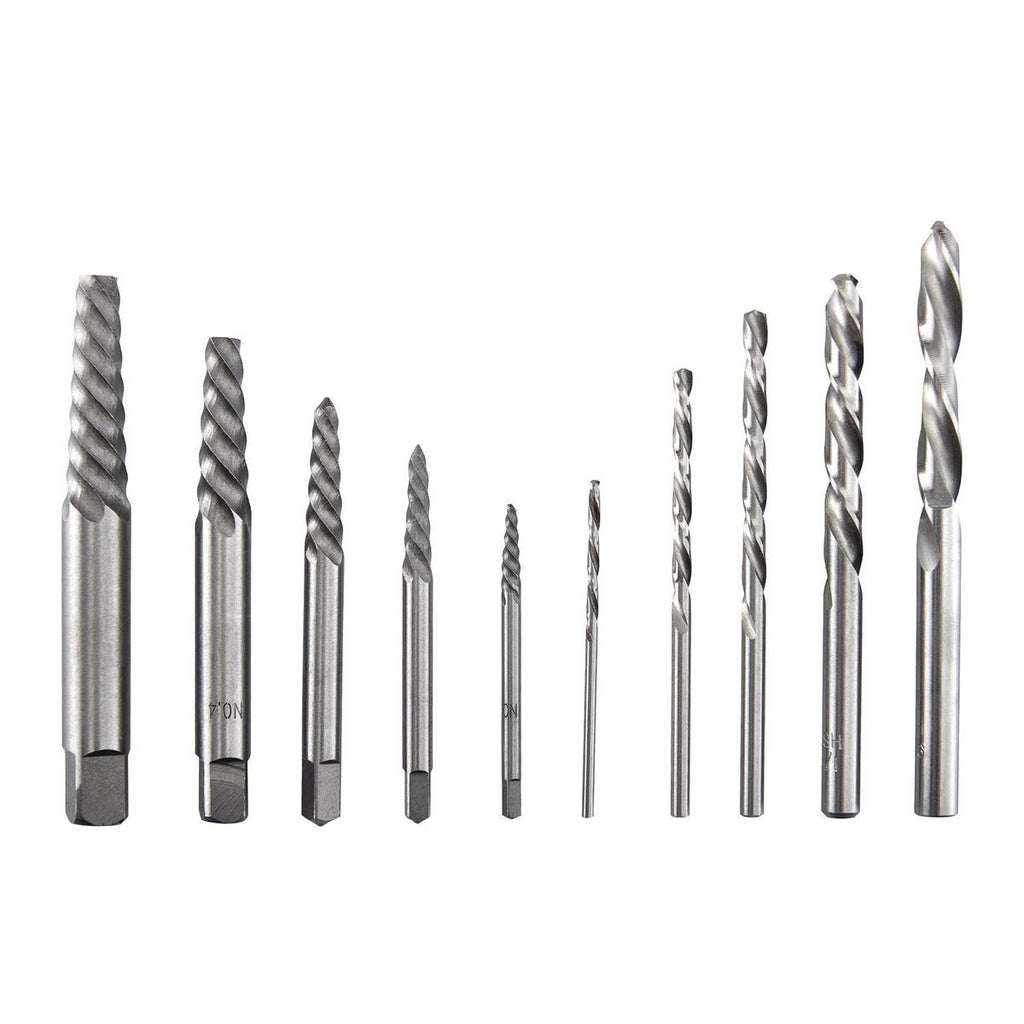 Screw Extractor and Left-Hand Drill Bit Combo Set, 10-Piece D493