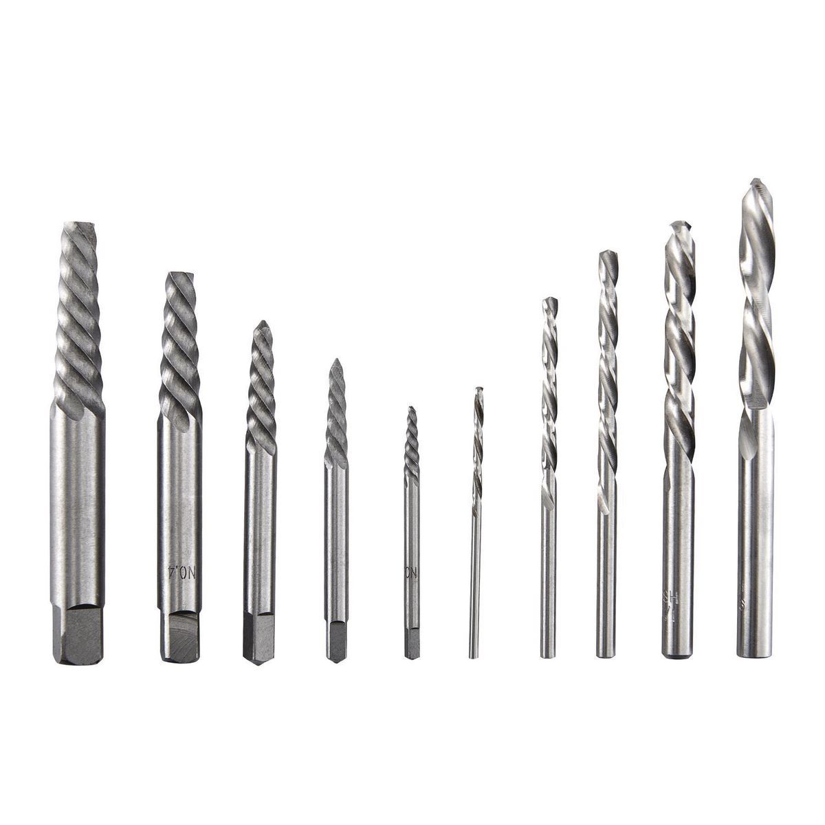Screw Extractor and Left-Hand Drill Bit Combo Set, 10-Piece D493