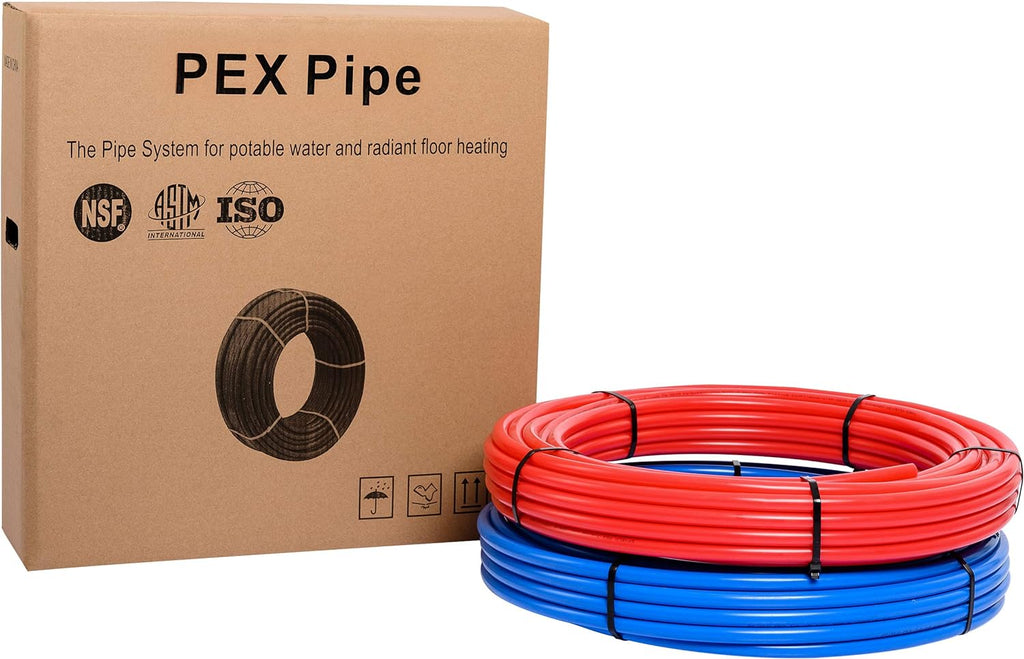 Blue & Red 1/2 inch 2 Rolls x75 ft (150 ft) Pex-b Pipe/Tubing with Pipe Cutter O311