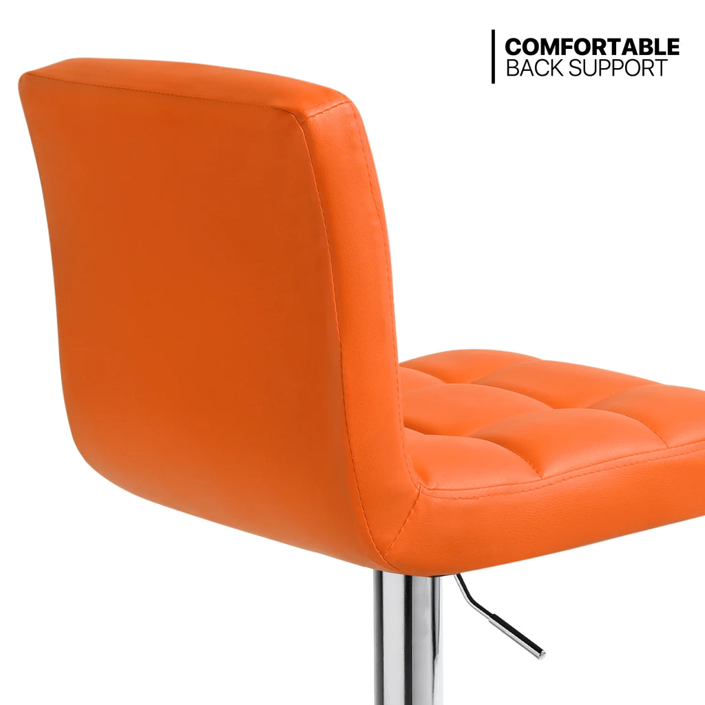Set of 4 Adjustable Swivel Bar Stools Faux Leather, Orange N397