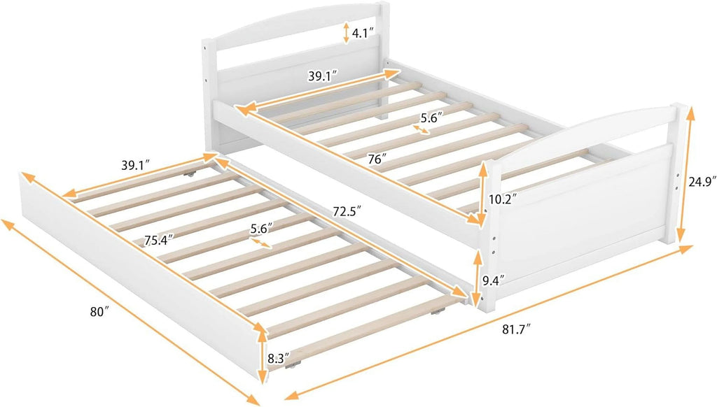 White Wood Daybed With Trundle N660