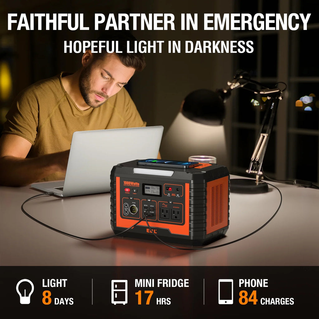 Portable Power Station 1000W 999Wh Solar Generator A631