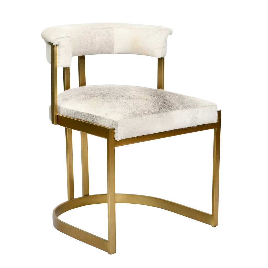 Gold Stainless Steel Chair with Grey Leather Seat H49954