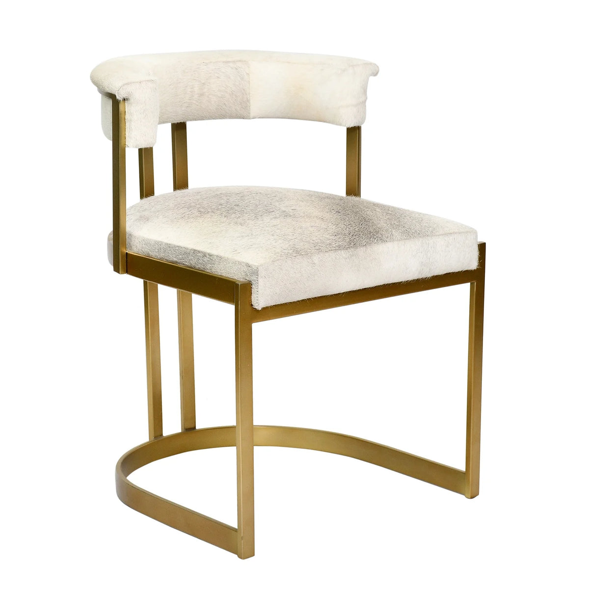 Gold Stainless Steel Chair with Grey Leather Seat H49954