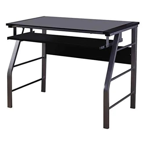 Glass and Metal Computer Workstation Desk J57587