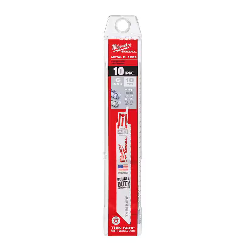 6 in. 18 TPI Metal Cutting Reciprocating Saw Blades 10-Pack N4924