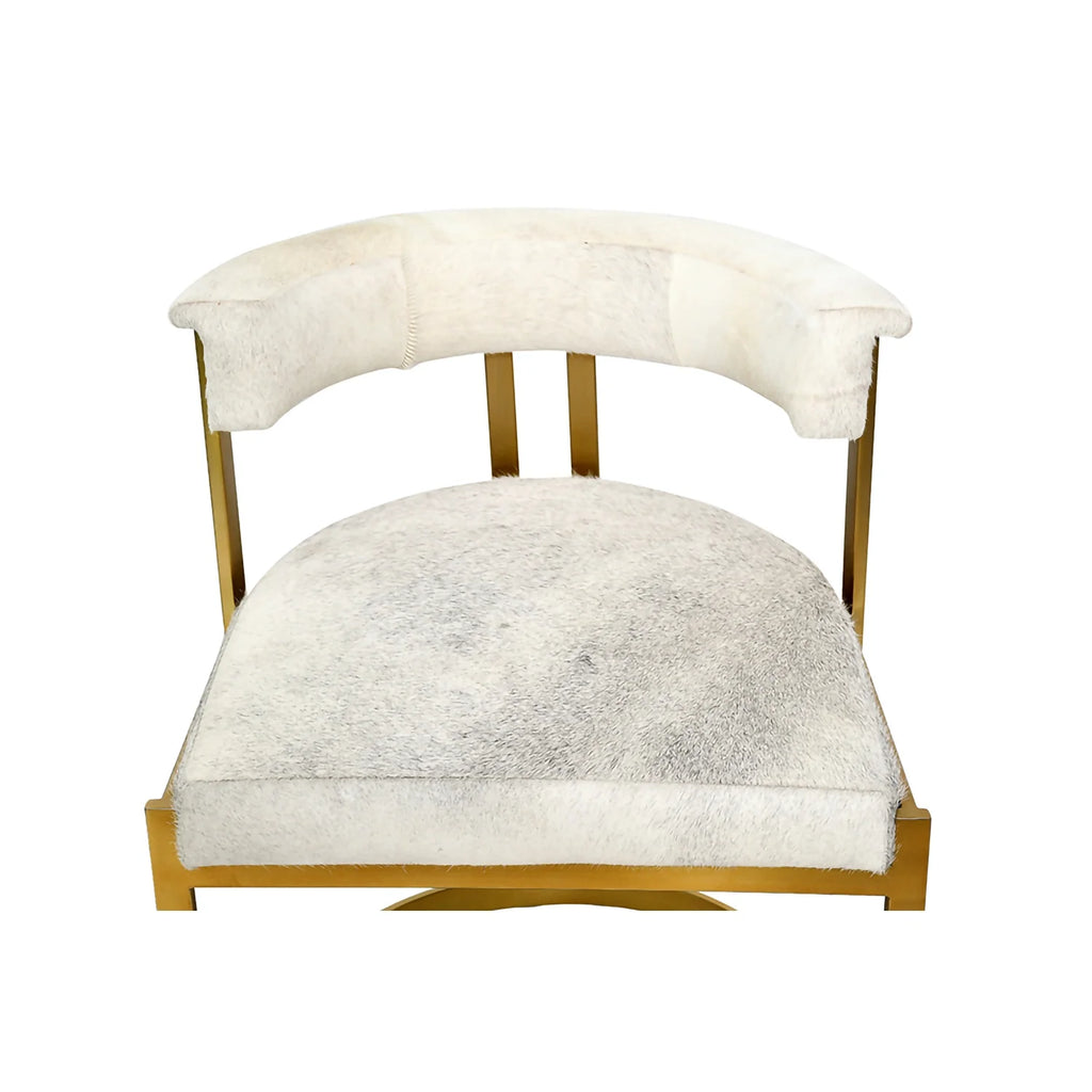 Gold Stainless Steel Chair with Grey Leather Seat H49954