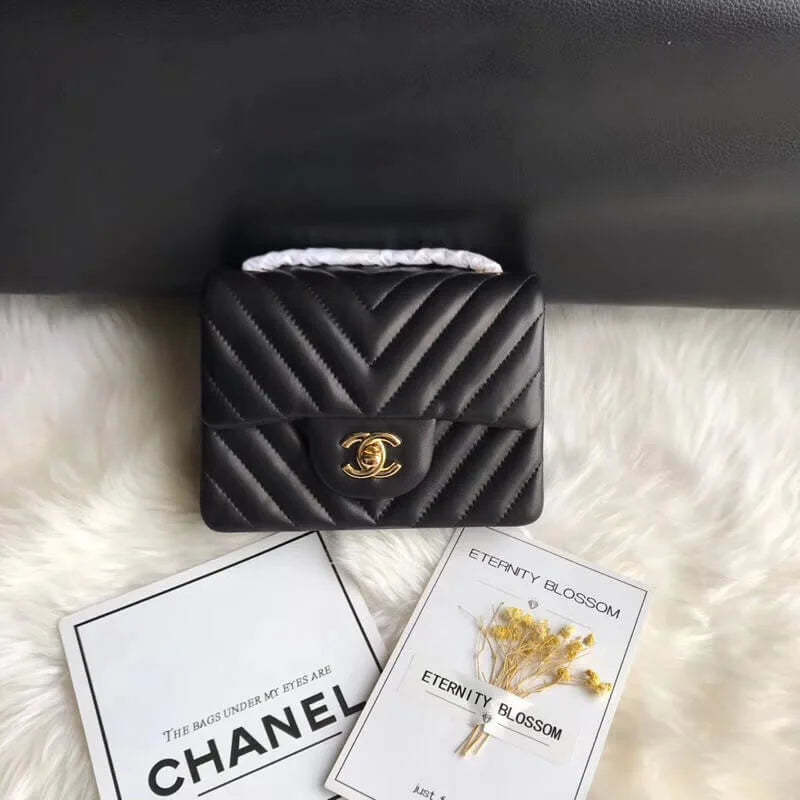 Lambskin Chevron Flap Bag J896