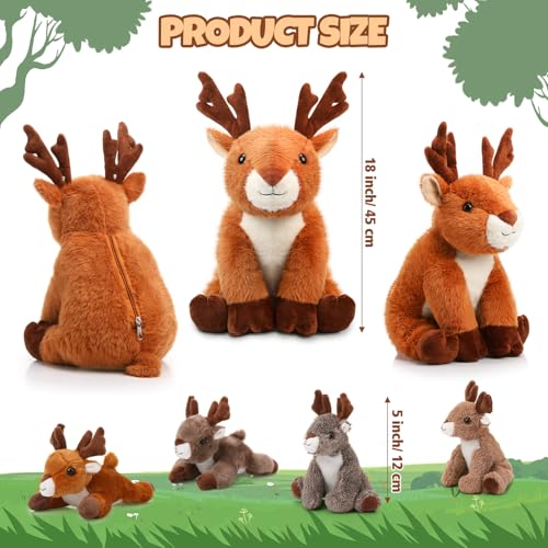 16 Inch Plush Deer Stuffed Animal Set with 4 Little Plush Z8540