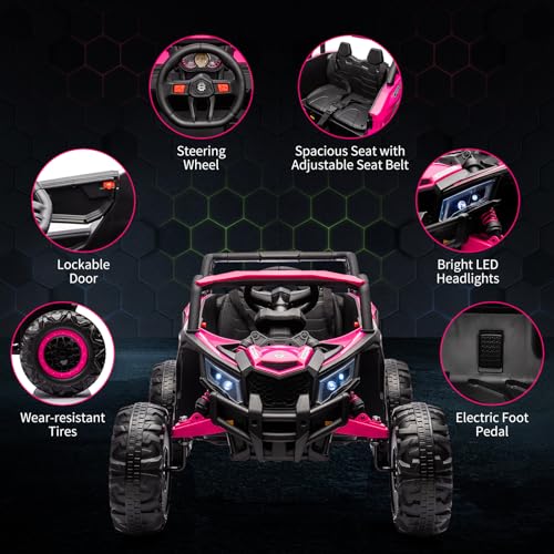 24V Battery Powered Electric UTV Car with Remote Control, Spring Suspension, 200W Motor, Metal Frame, LED Lights C382