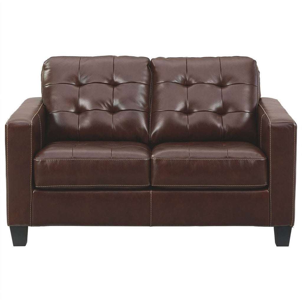 Brown Leatherette Loveseat with Track Armrests G298778