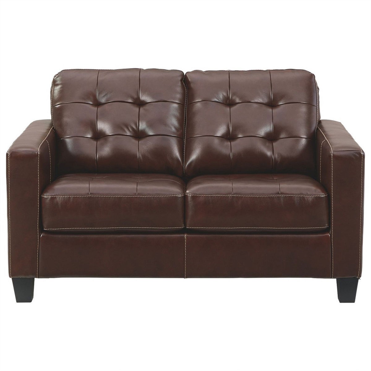 Brown Leatherette Loveseat with Track Armrests G298778