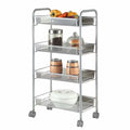 4 Tier Slim Storage Cart Mobile Shelving Unit Organizer Rolling Utility Cart Tower Rack Plastic Stainless Steel Silver M32289