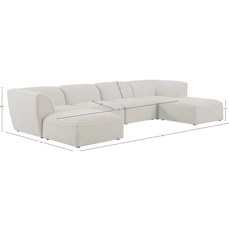 Cream Linen Textured Modular Sectional E996793