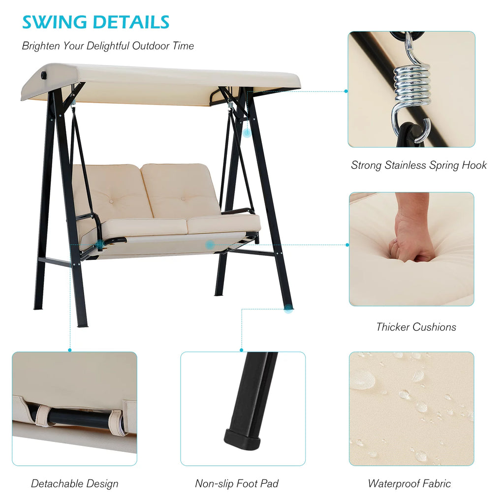 Beige Steel Outdoor Patio Swing Chair R731311