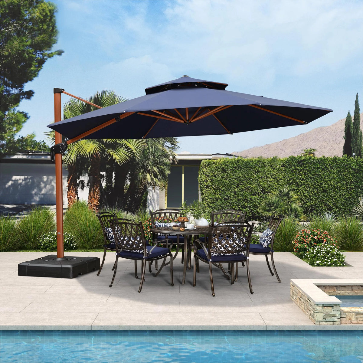 13ft Navy Blue Cantilever Patio Umbrella R1406