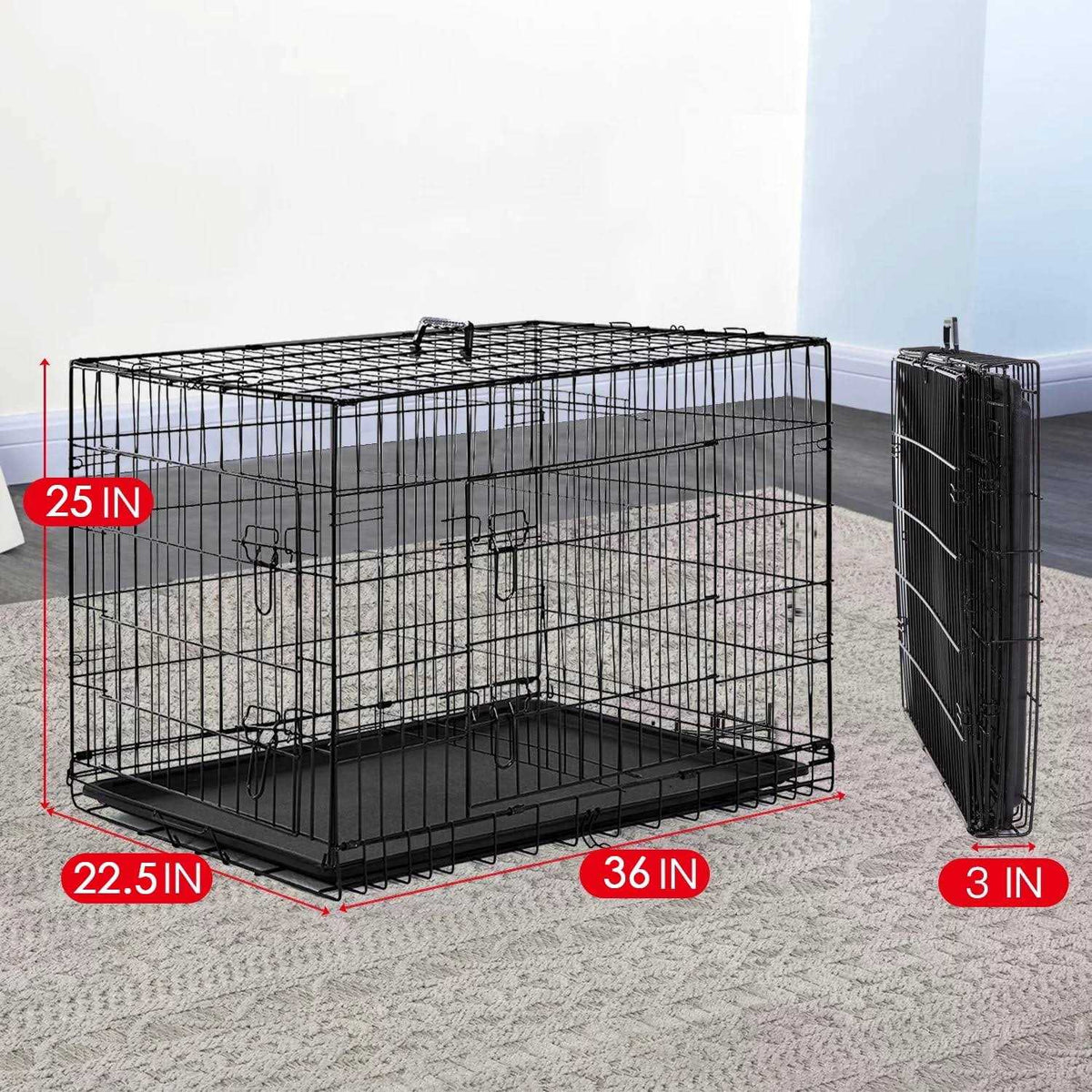 Large Dog Crate with Divider and Double Door E1668