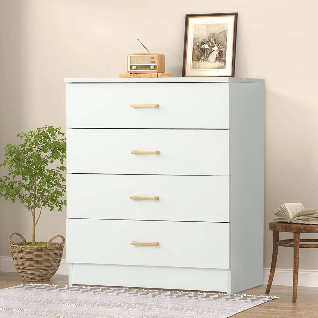 White 4-Drawer Wood Dresser S3977