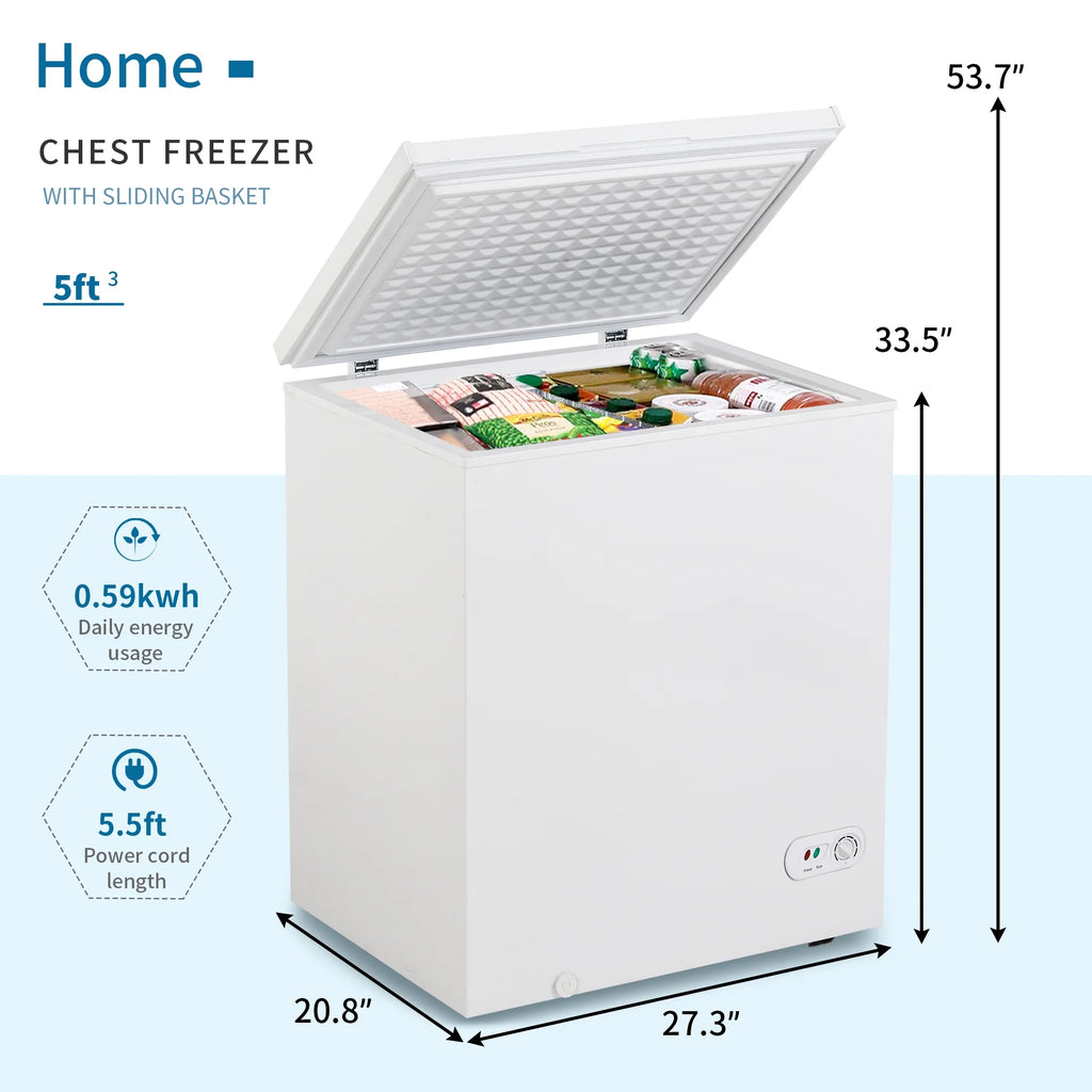 5 Cubic Feet Chest Freezer with Removable Basket J86806