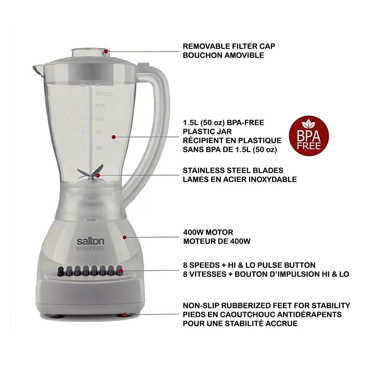 8-speed Blender with Pulse Button White Y288