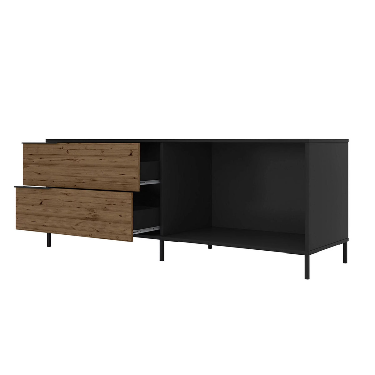 60 Inch Wood and Metal TV Stand with 2 Drawers E784