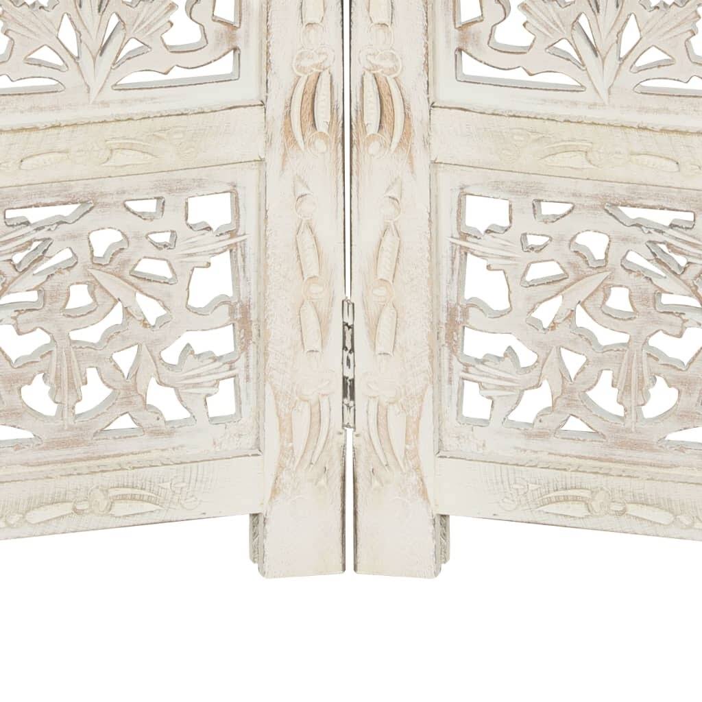White 4-Panel Solid Mango Wood Room Divider T285