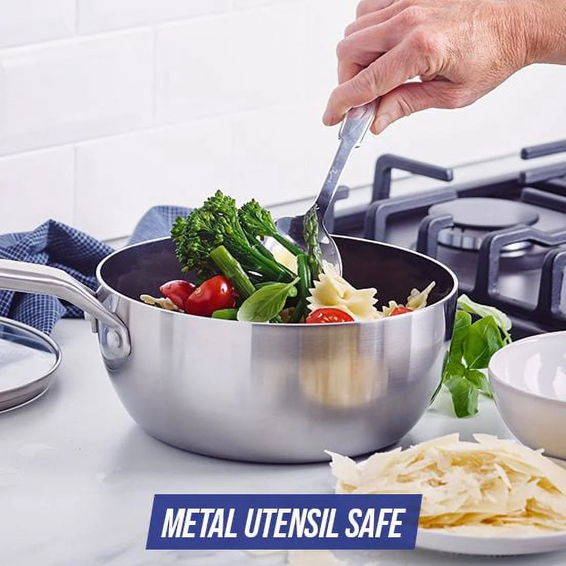 2.5QT Stainless Steel Ceramic Nonstick Saucepan with Lid X6654