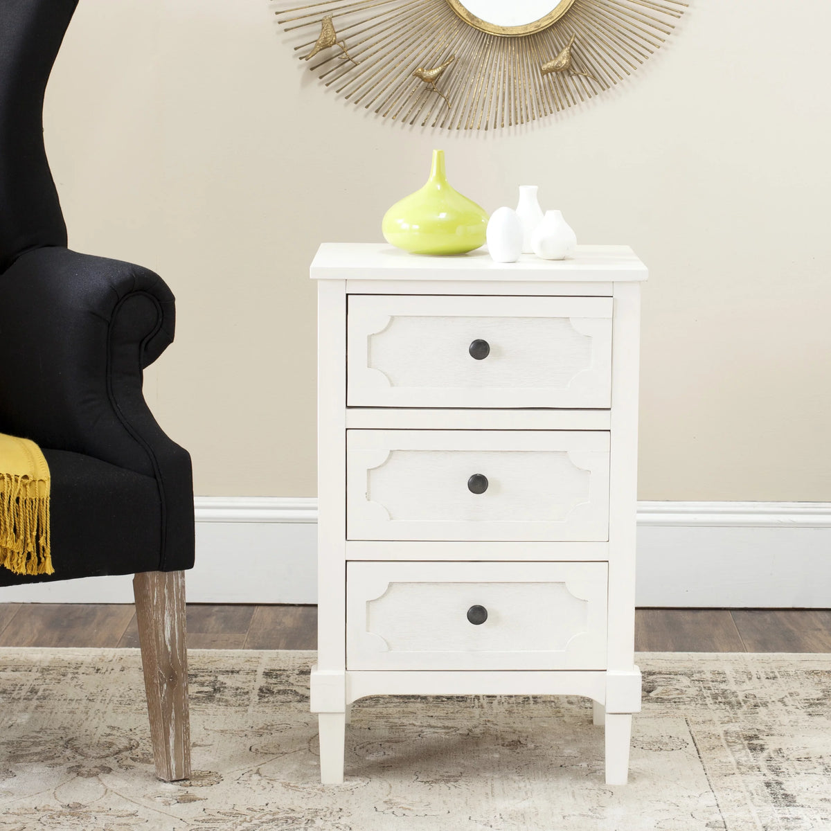 White Three Drawer Side Chest K60164