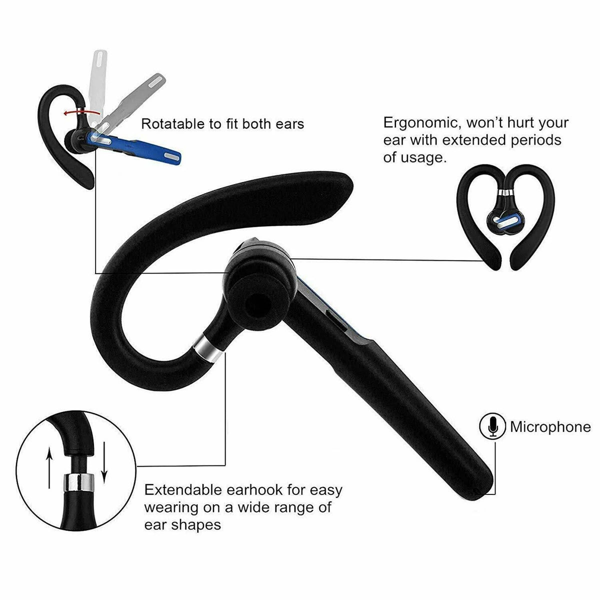 Wireless Bluetooth Headset with Noise Canceling Mic N838990